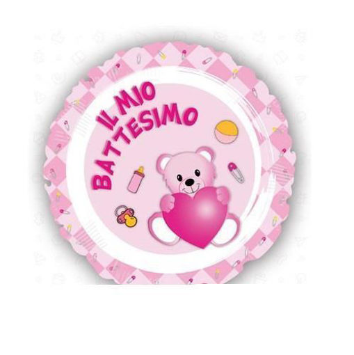 Partycolare- Palloncino Mylar 18'' Il Mio Battesimo Rosa 45 Cm