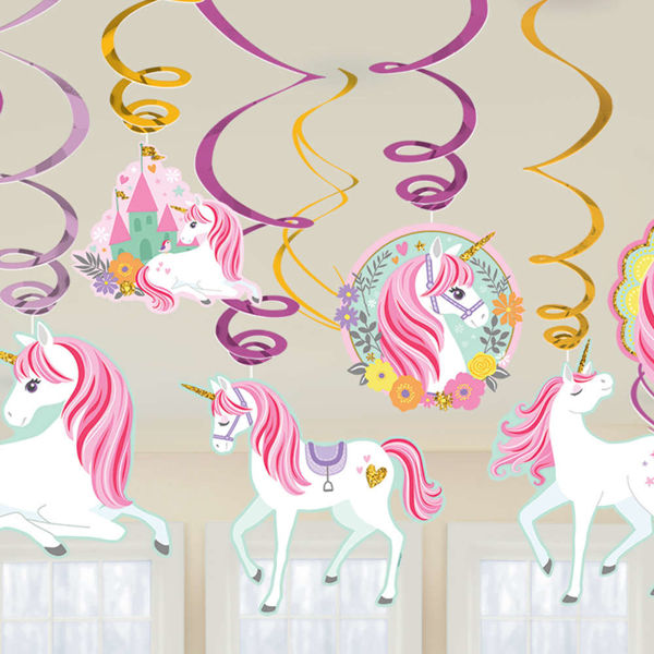 Immagine di Decorazione a Spirale Unicorno Magico 12 pz