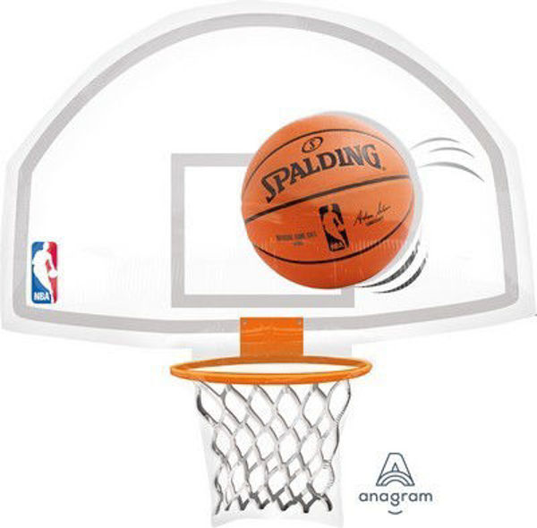 Immagine di Palloncino Mylar Super Shape Pallone Basket e Canestro NBA 66x66 cm