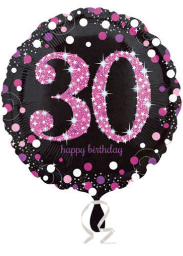 Palloncino Mylar 30 anni Happy Birthday nero e argento 45 cm 