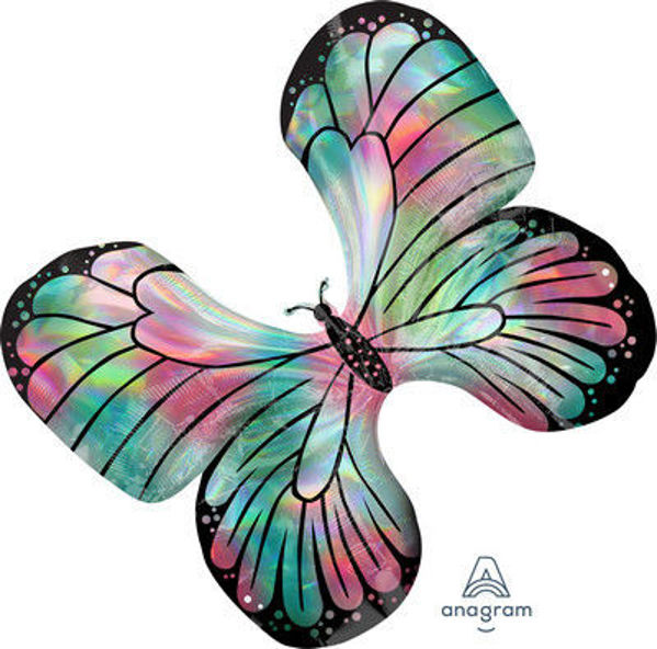 Immagine di Palloncino Super Shape Farfalla Iridescente 76x66 cm
