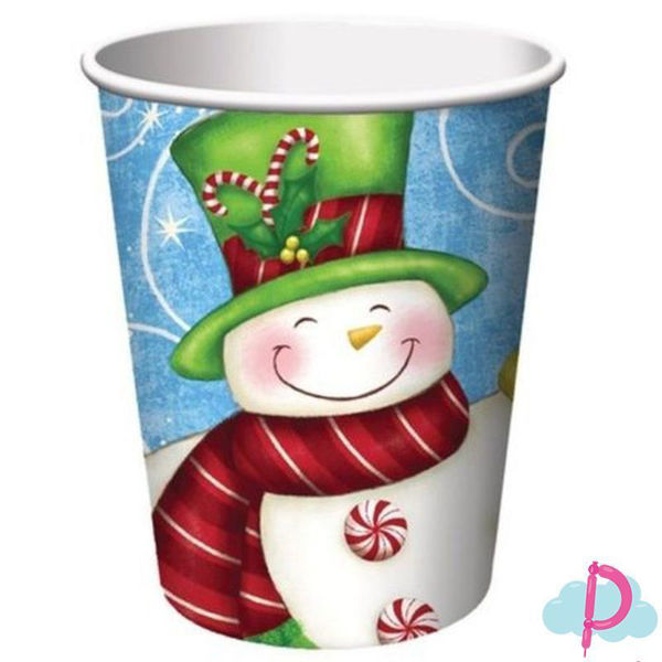 Immagine di Bicchieri in carta 266 cc Wintertime Greetings 8 pz