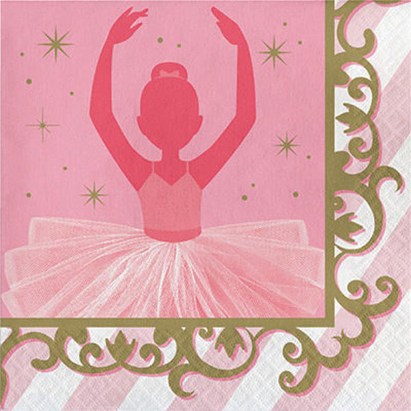 Immagine di Tovaglioli 33x33 cm - Fantasia Ballerina rosa 16 pezzi