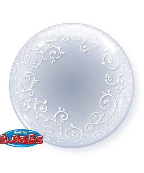 Immagine di Palloncino Qualetex - Bubbles - Trasparente con decori 61 cm