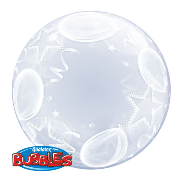 Immagine di Palloncino Qualetex - Bubbles - Trasparente con Stelle e Palloncini 61 cm