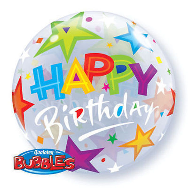 Immagine di Palloncino Qualetex - Bubbles - Happy Birthday 56 cm
