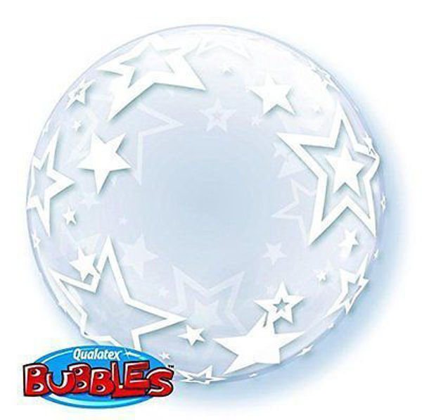 Immagine di Palloncino Qualetex - Bubbles - Trasparente con Stelle 61 cm