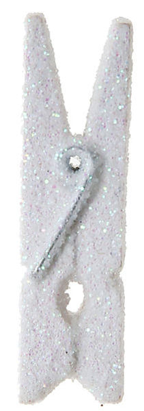 Immagine di 6 Mollette Glitterate Bianco - 3.5 cm