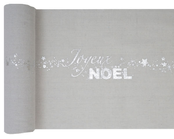 Immagine di Runner da Tavolo stampa Joyeux Noel Argento  28 cm x 3 metri
