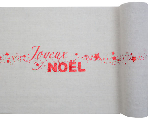 Immagine di Runner da Tavolo stampa Joyeux Noel Rossa 28 cm x 3 metri
