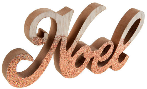 Immagine di NOEL in legno glitterata 20x2x9,5 cm