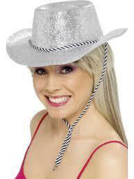 Immagine di Carnevale Accessori - Cappello Cowboy Brillantinato Argento