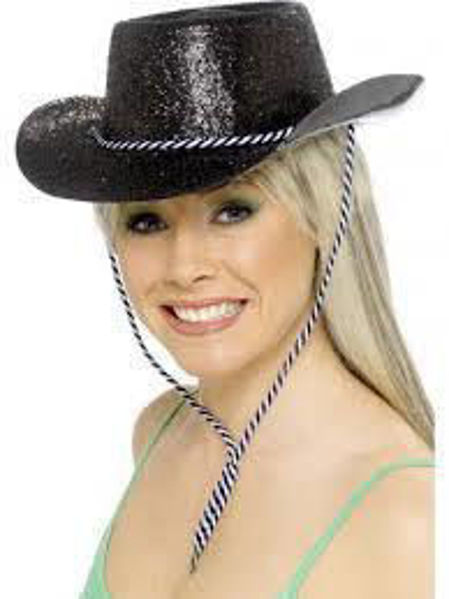 Immagine di Carnevale Accessori - Cappello Cowboy Brillantinato Nero