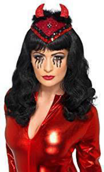 Immagine di Carnevale Accessori - Cappello Diavolo con Corna Rosso e Nero