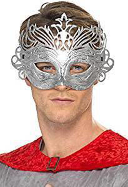 Immagine di Carnevale Accessori - Maschera Colombina in plastica Argento