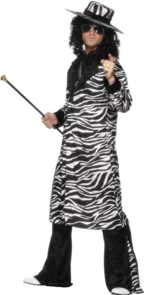 Immagine di Costume da Adulto Pimp Daddy Tigrato Bianco e Nero Taglia L