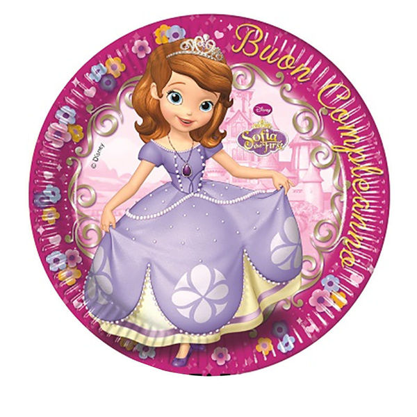 Immagine di Piatto 23 cm Sofia The First Buon Compleanno 8 pezzi