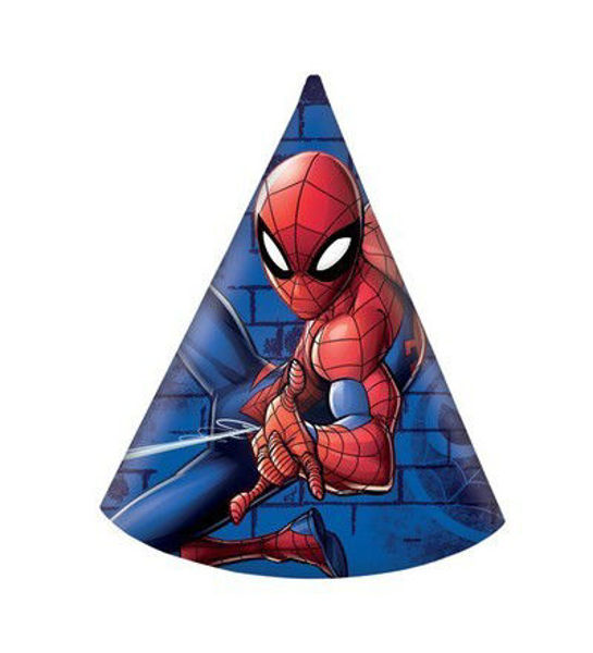 Immagine di Cappellini in cartoncino Spiderman 6 pezzi