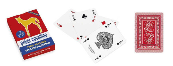Immagine di Carte Poker Cavallino Dorso Rosso Plastica 100%