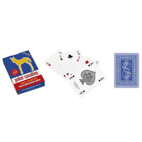 Immagine di Carte Poker Cavallino Dorso Blu Plastica 100%