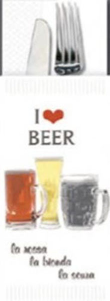 Immagine di Buste Porta Posate I Love Beer + Tovagliolo 50 pz