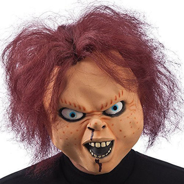 Immagine di Maschera Bambola Assassina in Lattice con Capelli