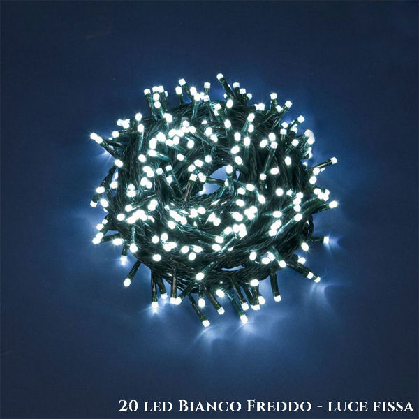 Immagine di 20 Led Luce Fissa Bianco Freddo - cavo 1,90 metri - uso interno