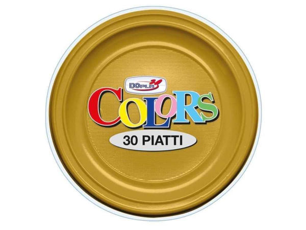 Immagine di Piatti 22 cm Piani Colors Oro 30 pezzi