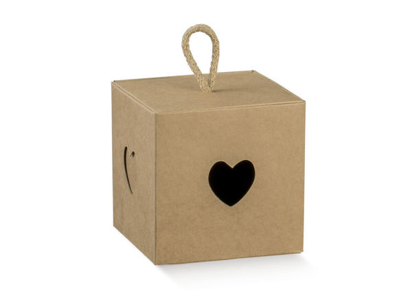 Immagine di Scatolina Avana con Cuore 5x5x5 cm 10 pezzi