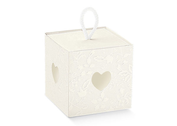 Immagine di Scatola Porta confetti Harmony  con cuore 9x9x6,5 cm 10 pezzi