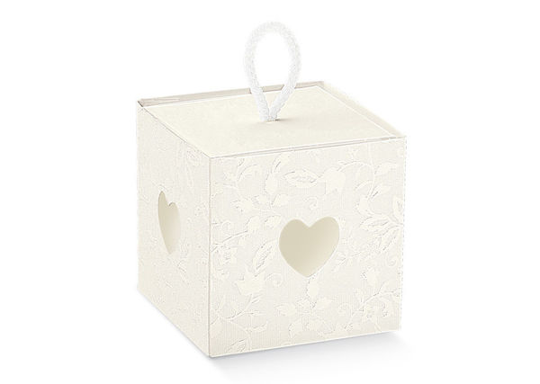 Immagine di Scatola Porta confetti Harmony  con cuore 9x9x6,5 cm 10 Pz