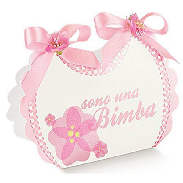 Immagine di Bavaglino Portaconfetti Baby Girl Rosa