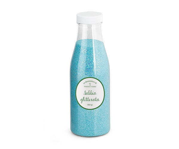 Immagine di Bottiglia Sabbia Azzurra Glitterata 950 grammi