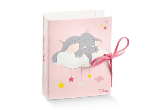 Immagine di Scatolino in Cartoncino Libro 7x6 cm altezza 3 cm Dumbo Rosa 10 pezzi