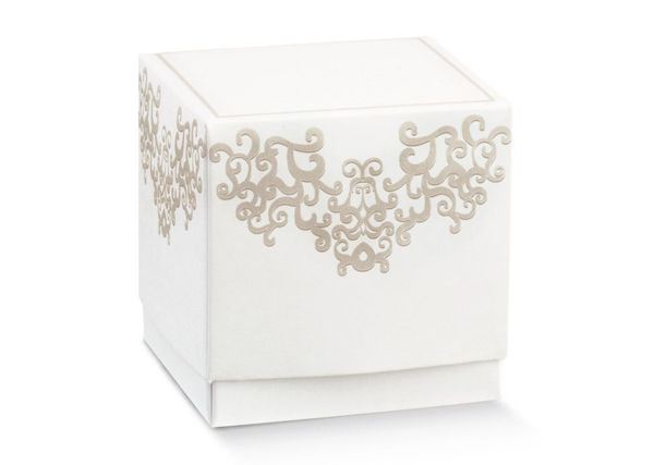 Immagine di Scatolino in Cartoncino Fleur 9x9 cm altezza 9 cm Chantilly Bianco 10 pezzi