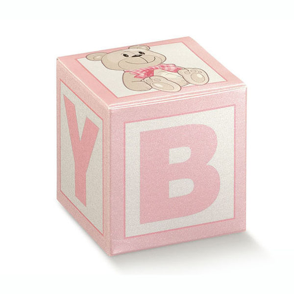 Immagine di Scatolina Rosa con Orsetto 8x8x8 cm 10 pezzi