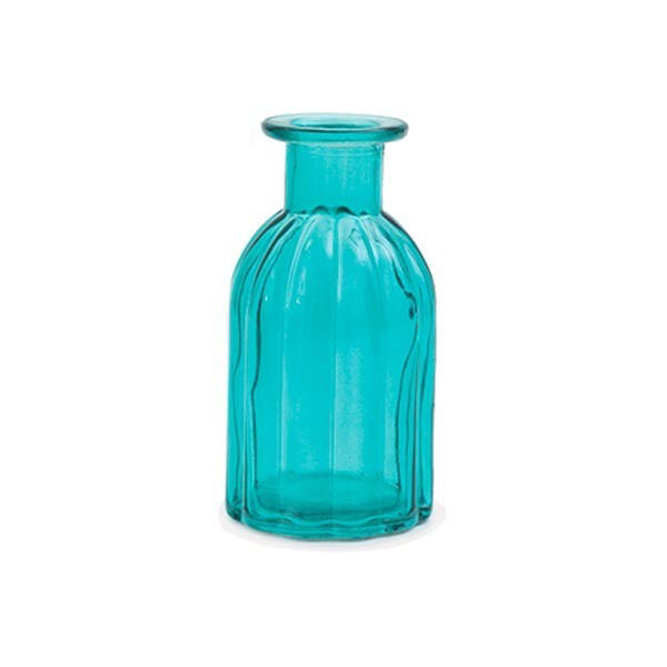 Immagine di Vasetto di Vetro Azzurra a forma di Bottiglietta smerlata