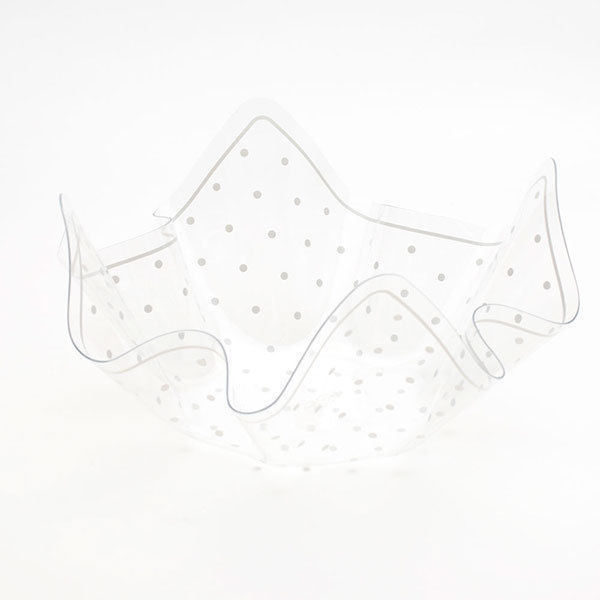 Immagine di Porta Confetti Trasparente con decorazioni Pois Bianco 26x15,5 cm