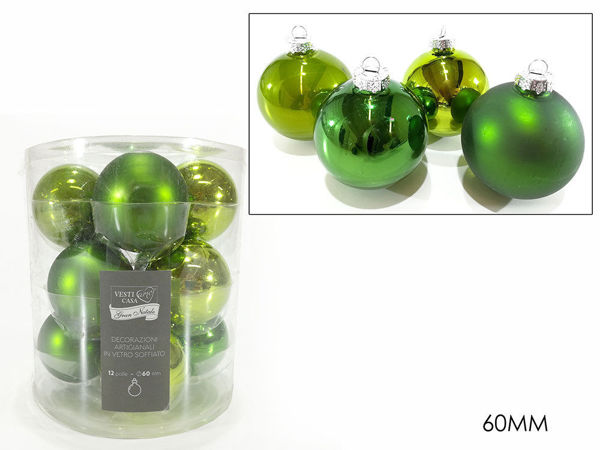 Immagine di 12 Palle in vetro 60 mm colore Verde