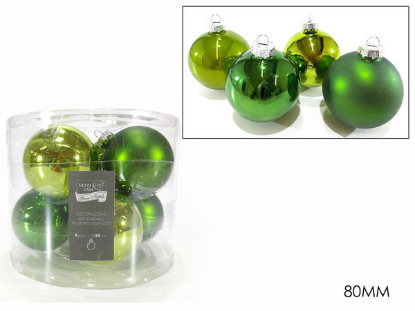 Immagine di 8 Palle in vetro 80 mm colore Verde