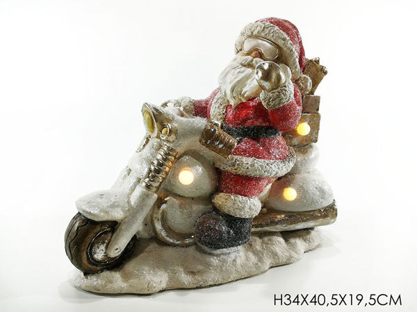 Immagine di Babbo Natale su Moto con Doni - 3 Luci
