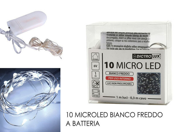 Filo 10 Microled a Batterie Luce Bianco Freddo