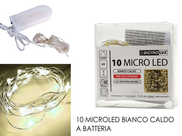 Filo 10 Microled a Batterie Luce Bianco Caldo