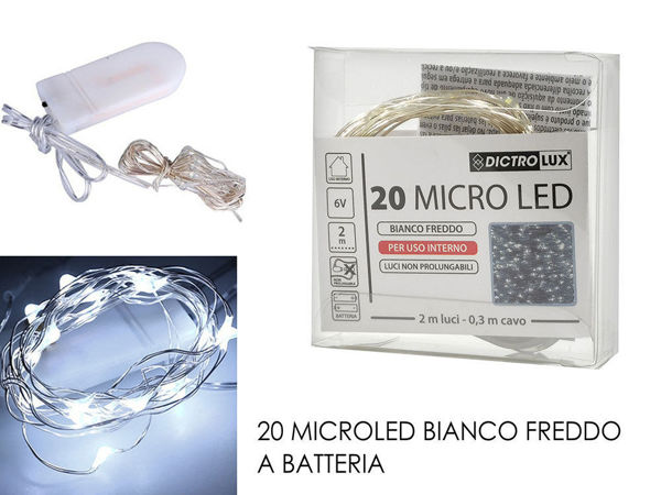 Immagine di Filo 20 Microled a Batterie Luce Bianco Freddo