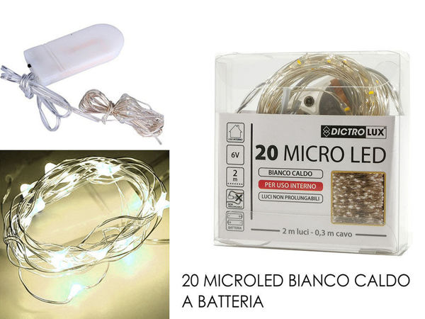 Immagine di Filo 20 Microled a Batterie Luce Bianco Caldo