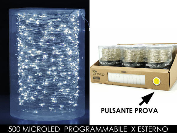 Immagine di Filo 500 Microled 8 Giochi di Luce per Esterno Bianco Freddo