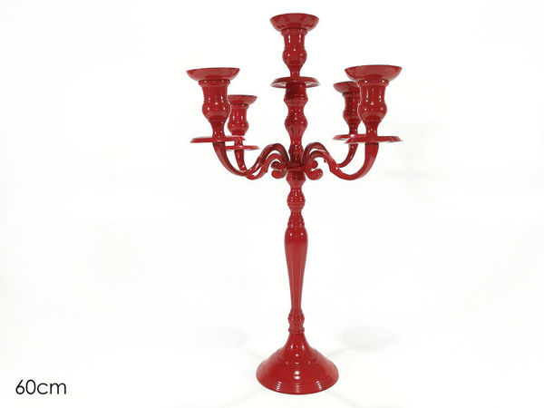 Immagine di Candeliere in alluminio Rosso 5 Posti altezza 60 cm