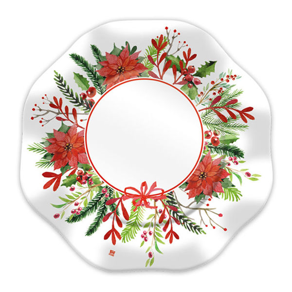 Immagine di Piatti in carta 27 cm Bouquet Natale 8 pz