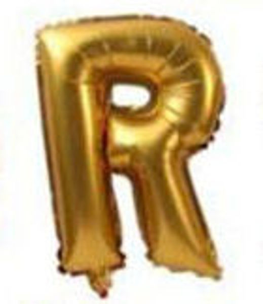 Immagine di Palloncino Mylar Medio 36 cm Oro Lettera R