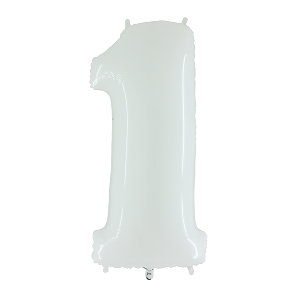 Partycolare Palloncino Mylar Maxi 102 cm Bianco Fluo Numero 1